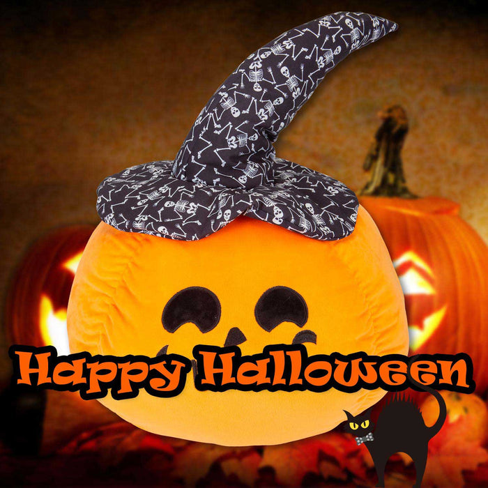Pumpkin Soft Toy Halloween Plush 66cm x 45cm Black Skeleton Hat X 1