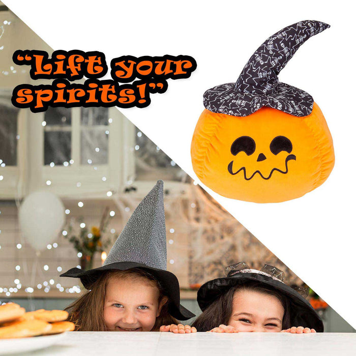 Pumpkin Soft Toy Halloween Plush 66cm x 45cm Black Skeleton Hat X 1