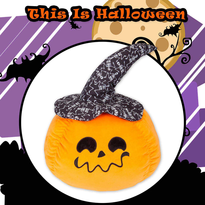 Pumpkin Soft Toy Halloween Plush 66cm x 45cm Black Skeleton Hat X 1