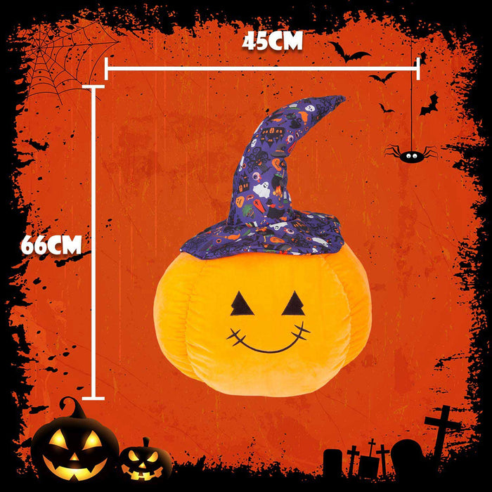 Pumpkin Soft Toy Halloween Plush 66cm x 45cm Purple Halloween Hat X 1