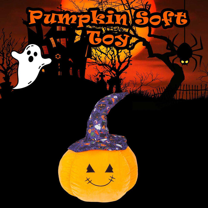 Pumpkin Soft Toy Halloween Plush 66cm x 45cm Purple Halloween Hat X 1
