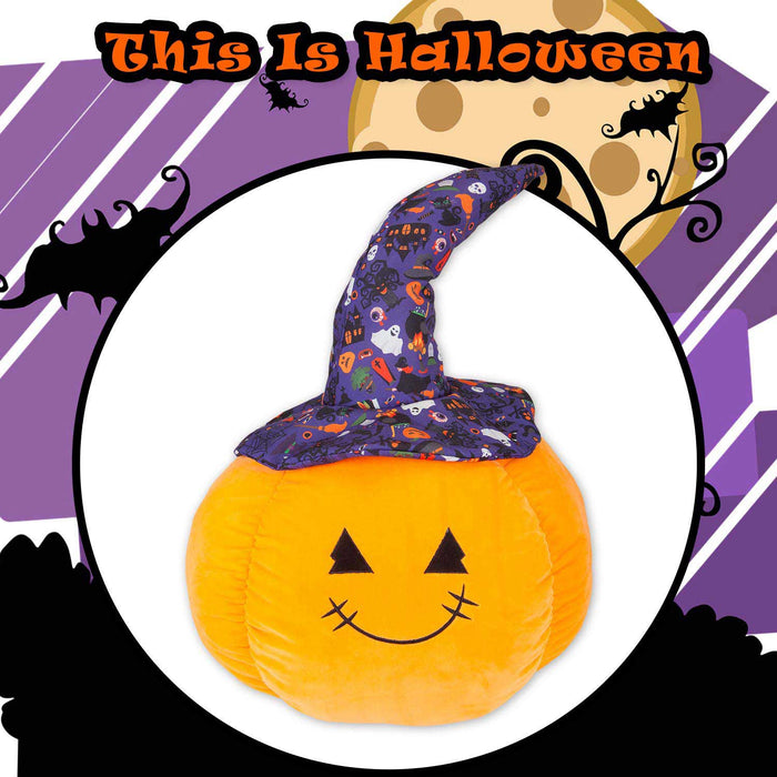 Pumpkin Soft Toy Halloween Plush 66cm x 45cm Purple Halloween Hat X 1