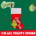 Grinch Christmas Stocking  40cm x 26cm White Cuff Sigle Grinch X 1
