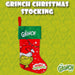 Grinch Christmas Stocking  40cm x 26cm Green Cuff  Grinch In Hat X 1