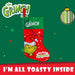 Grinch Christmas Stocking  40cm x 26cm Green Cuff  Grinch In Hat X 1