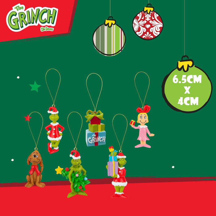 Grinch Christmas Tree Hanging 3D Decoration  6.5 x 4cm Variety 6 Pack