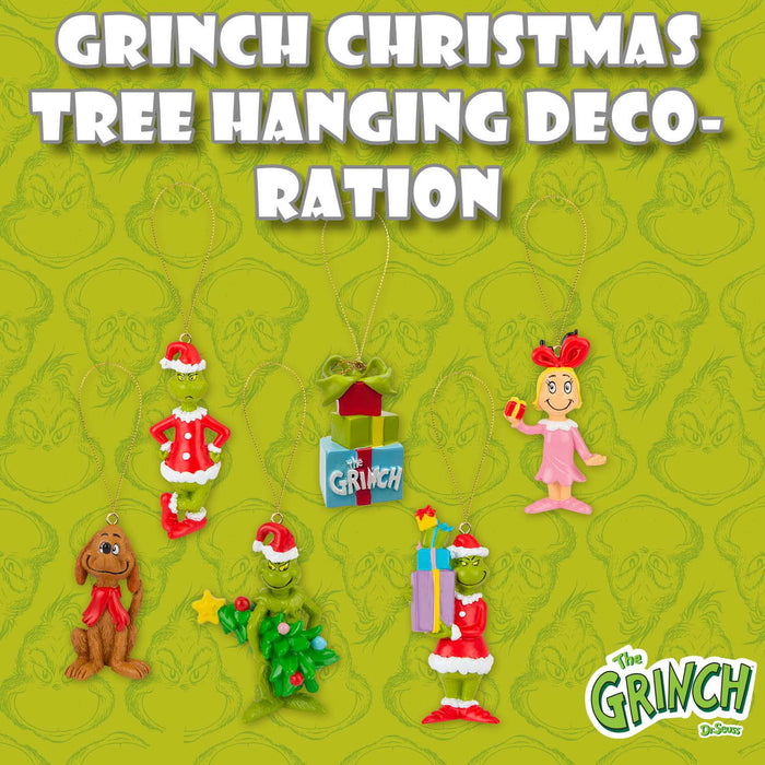 Grinch Christmas Tree Hanging 3D Decoration  6.5 x 4cm Variety 6 Pack