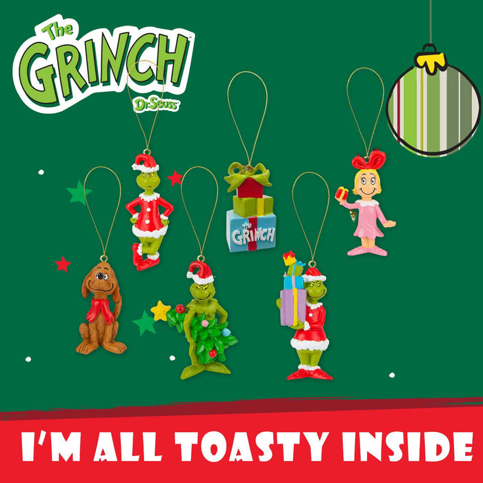 Grinch Christmas Tree Hanging 3D Decoration  6.5 x 4cm Variety 6 Pack