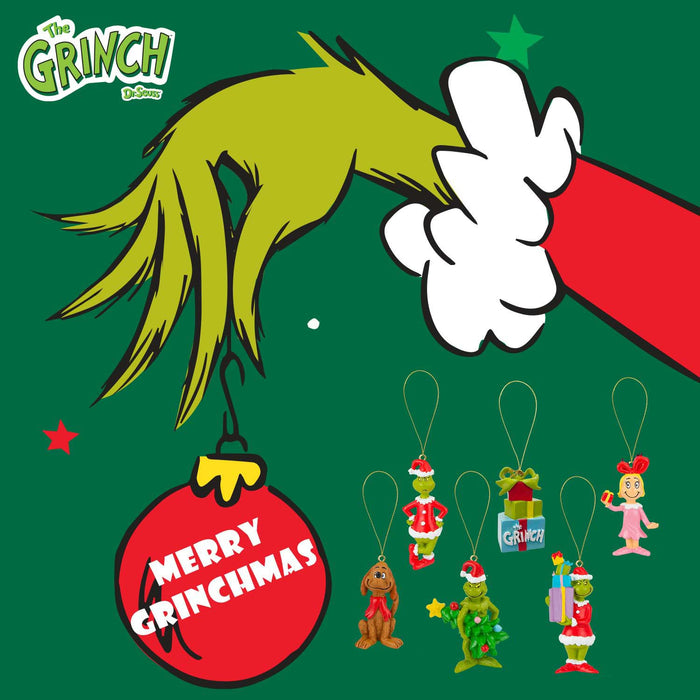 Grinch Christmas Tree Hanging 3D Decoration  6.5cm x 4cm Variety X 6 Pack