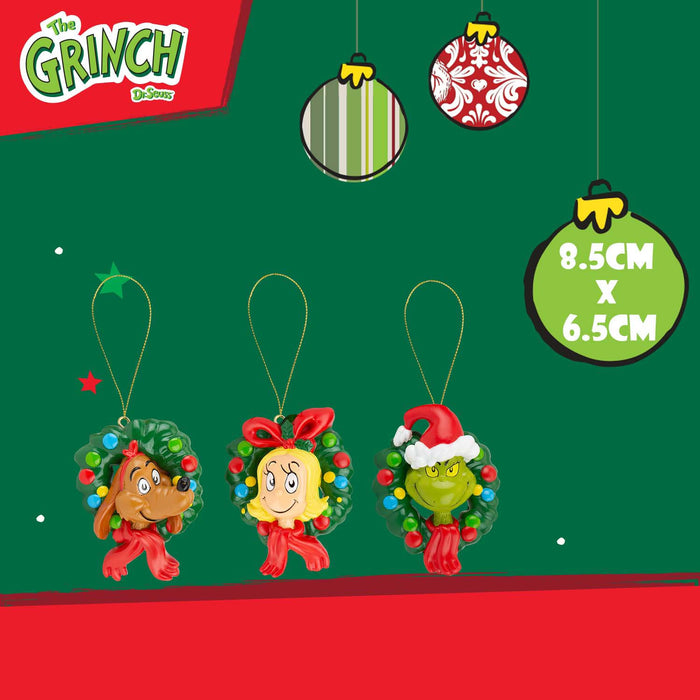 Grinch Christmas Tree Hanging 3D Decoration  8.5 x 6.5cm 3 Pack