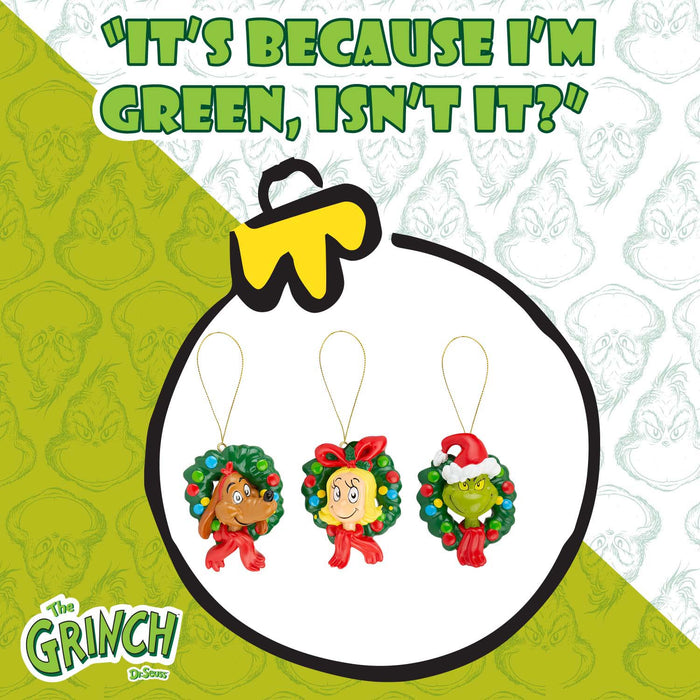 Grinch Christmas Tree Hanging 3D Decoration  8.5 x 6.5cm 3 Pack