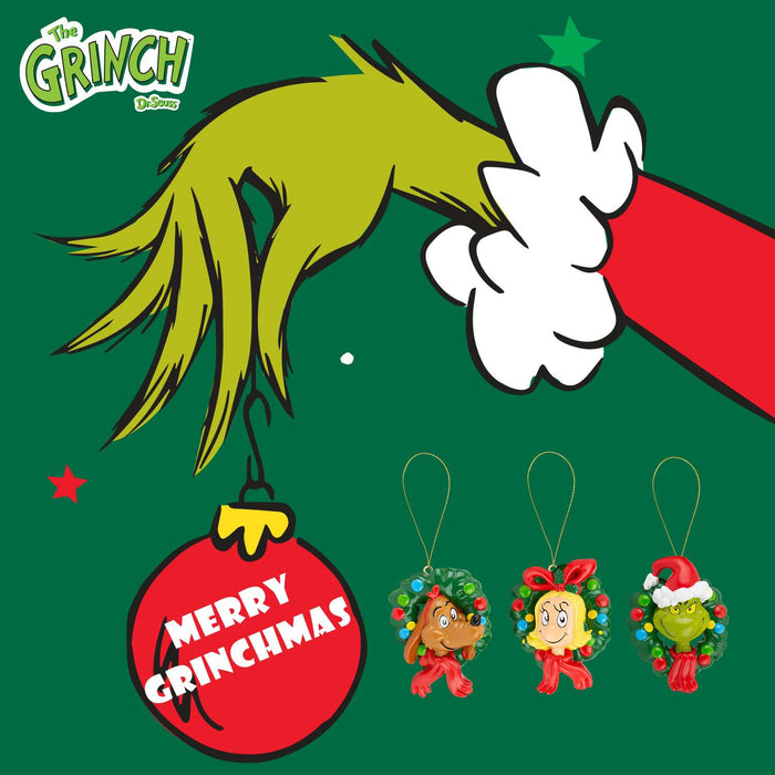 Grinch Christmas Tree Hanging 3D Decoration  8.5 x 6.5cm Variety X 3 Pack
