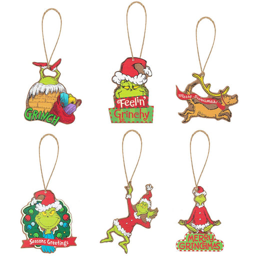 Grinch Christmas Tree Hanging 3D Decoration  8cm x 6cm X 6 Pack