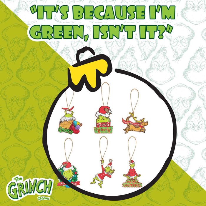 Grinch Christmas Tree Hanging 3D Decoration  8cm x 6cm X 6 Pack