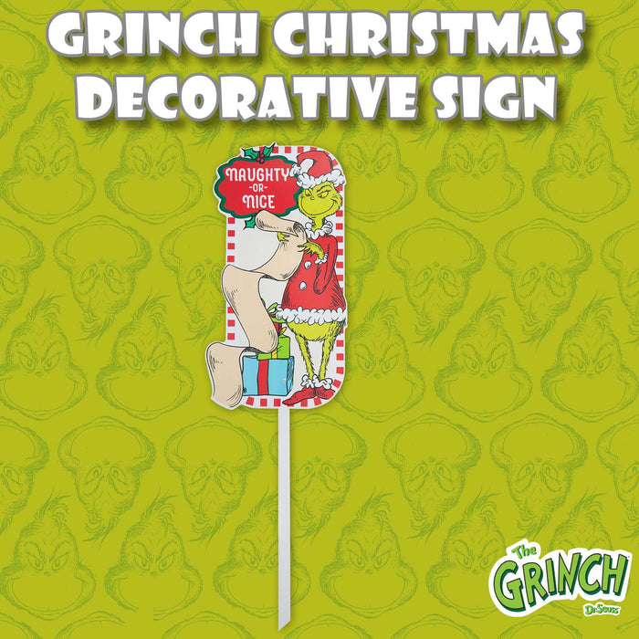 Grinch Christmas Decorative Sign Naughty or Nice 18 Pack