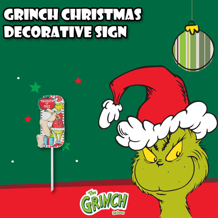 Grinch Christmas Decorative Sign  43cm x 23cm Naughty or Nice X 18 Pack