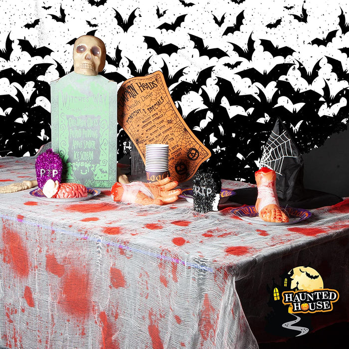 Halloween Tablecloth Bloody Gauze - Terrifying Table Decoration Spooky Blood