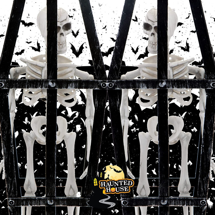 Halloween Hanging Skeleton Caged - Terrifying Detailed Decoration Spooky 41cm