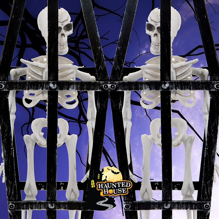 Halloween Hanging Skeleton Caged - Terrifying Detailed Decoration Spooky 41cm