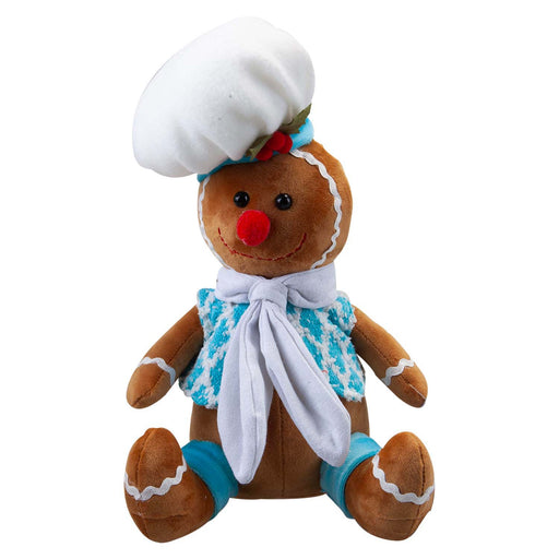Christmas Sitting Gingerbread Boy Decoration 28cm x 18cm Blue X 1