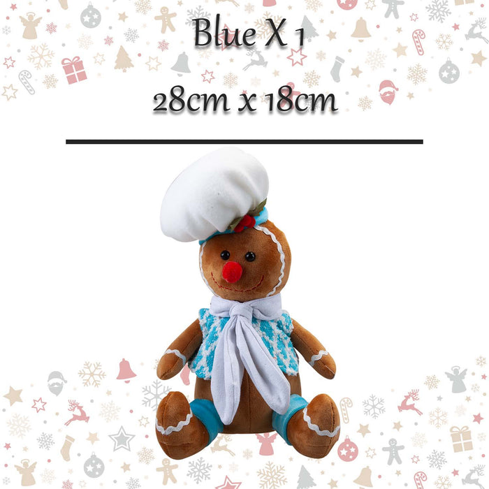 Christmas Sitting Gingerbread Boy Decoration 28cm x 18cm Blue X 1