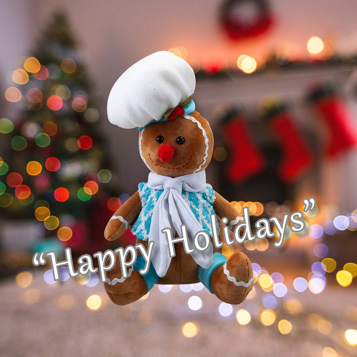Christmas Sitting Gingerbread Boy Decoration 28cm x 18cm Blue X 1