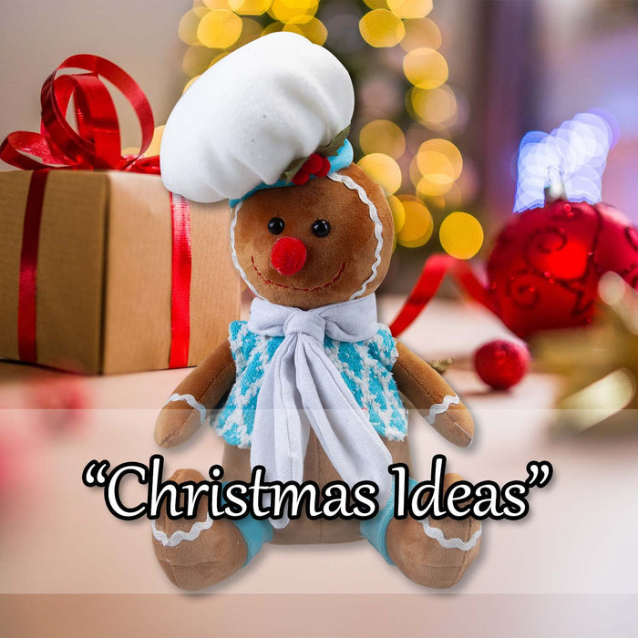 Christmas Sitting Gingerbread Boy Decoration 28cm x 18cm Blue X 1