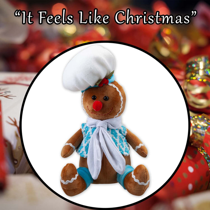 Christmas Sitting Gingerbread Boy Decoration 28cm x 18cm Blue X 1