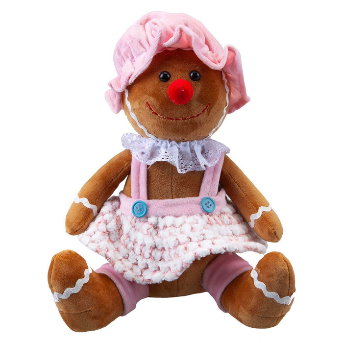 Christmas Sitting Gingerbread Girl Decoration 28cm x 18cm Pink X 1