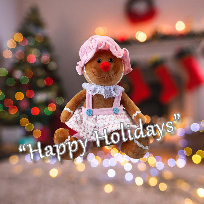 Christmas Sitting Gingerbread Girl Decoration 28cm x 18cm Pink X 1