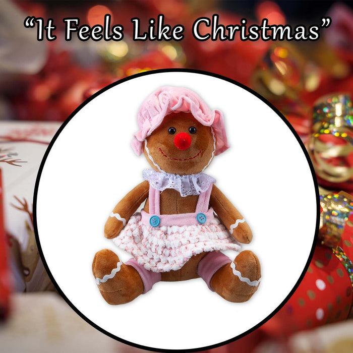 Christmas Sitting Gingerbread Girl Decoration 28cm x 18cm Pink X 1