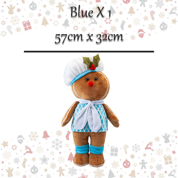 Christmas Standing Gingerbread Boy Decoration 57cm x 32cm Blue X 1