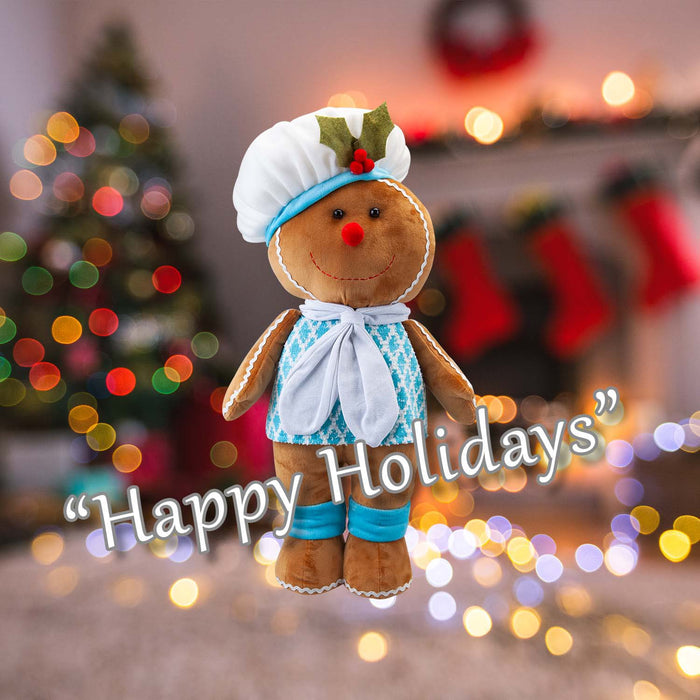 Christmas Standing Gingerbread Boy Decoration 57cm x 32cm Blue X 1