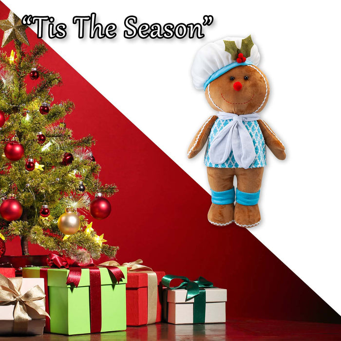Christmas Standing Gingerbread Boy Decoration 57cm x 32cm Blue X 1