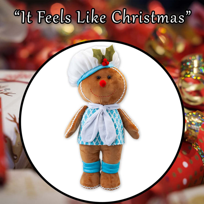 Christmas Standing Gingerbread Boy Decoration 57cm x 32cm Blue X 1