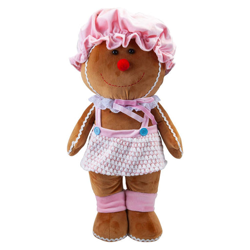 Christmas Standing Gingerbread Girl Decoration 57cm x 32cm Pink X 1