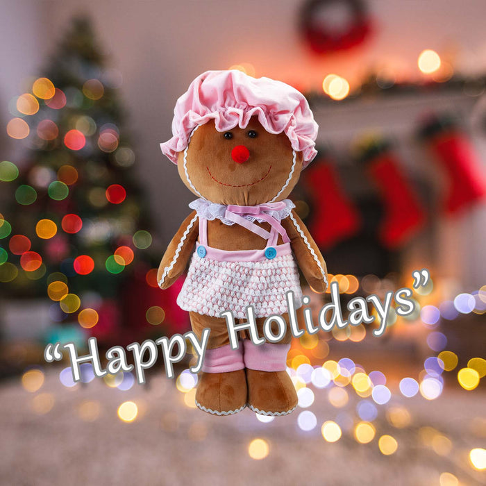 Christmas Standing Gingerbread Girl Decoration 57cm x 32cm Pink X 1
