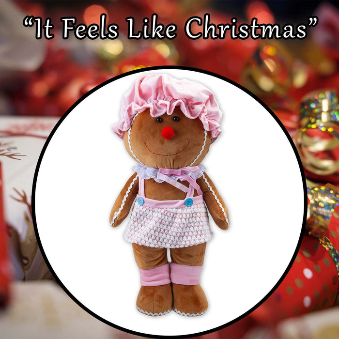 Christmas Standing Gingerbread Girl Decoration 57cm x 32cm Pink X 1