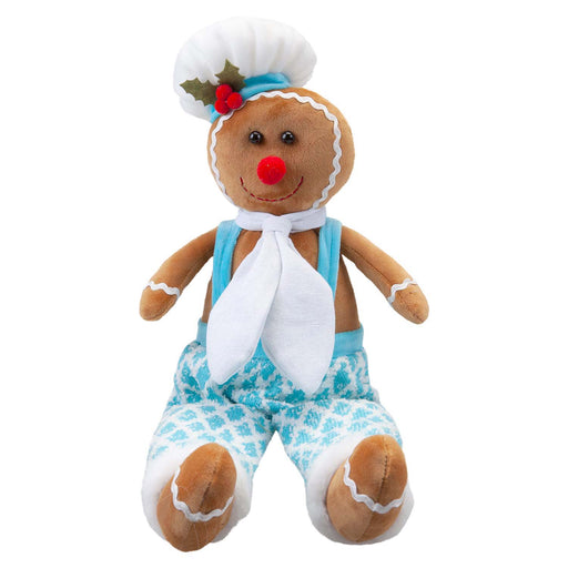 Christmas Sitting Gingerbread Boy Decoration 52cm x 22cm Blue X 1