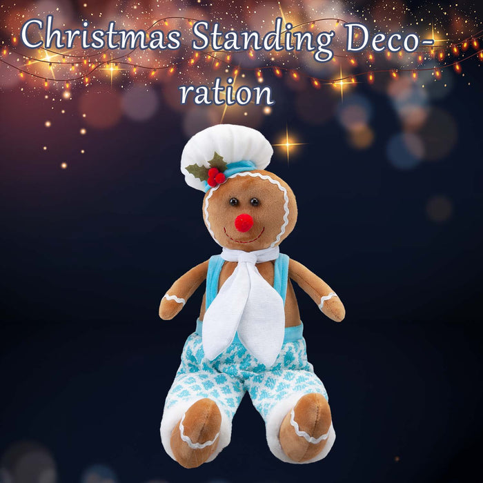 Christmas Sitting Gingerbread Boy Decoration 52cm x 22cm Blue X 1