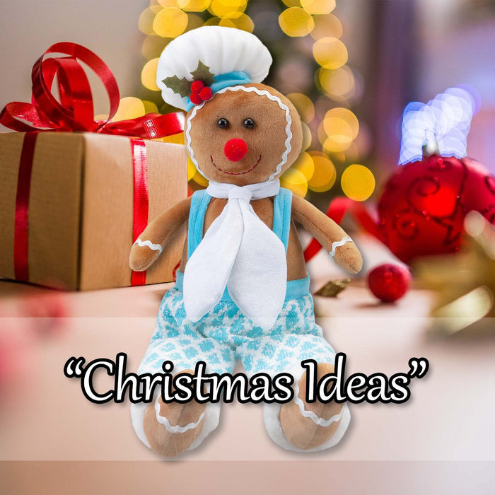 Christmas Sitting Gingerbread Boy Decoration 52cm x 22cm Blue X 1
