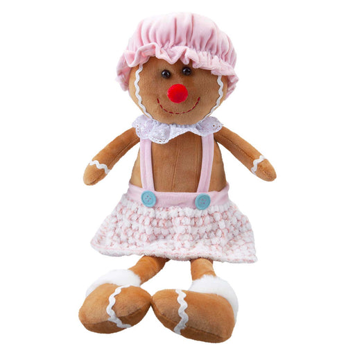 Christmas Sitting Gingerbread Girl Decoration 52cm x 22cm Pink X 1