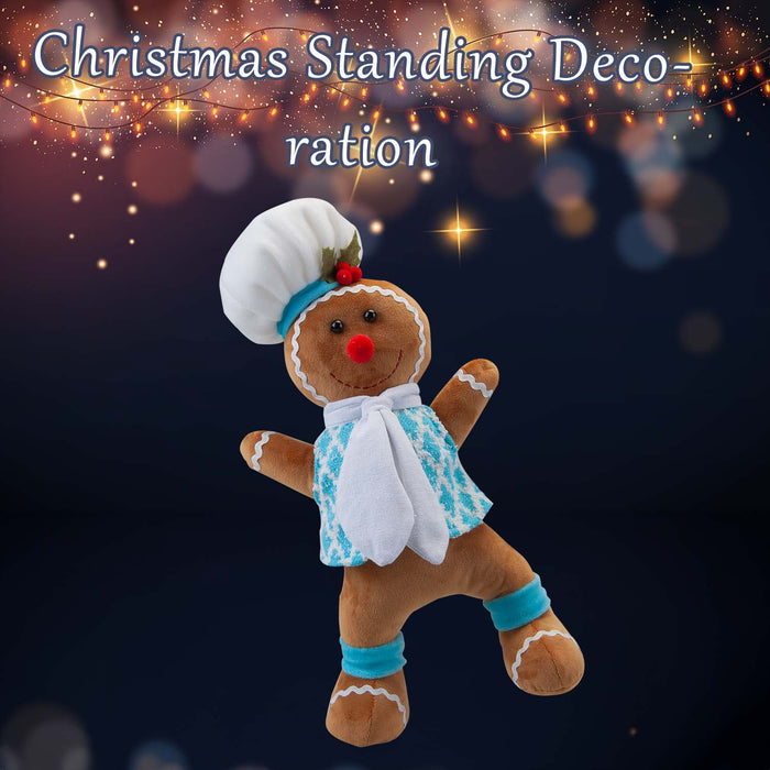 Christmas Standing Gingerbread Boy Decoration 43cm x 23cm Blue X 1