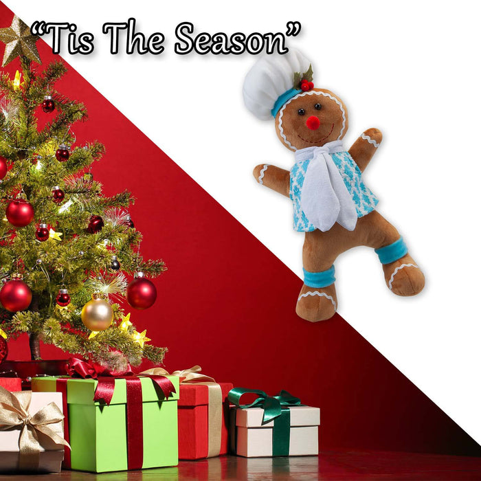 Christmas Standing Gingerbread Boy Decoration 43cm x 23cm Blue X 1