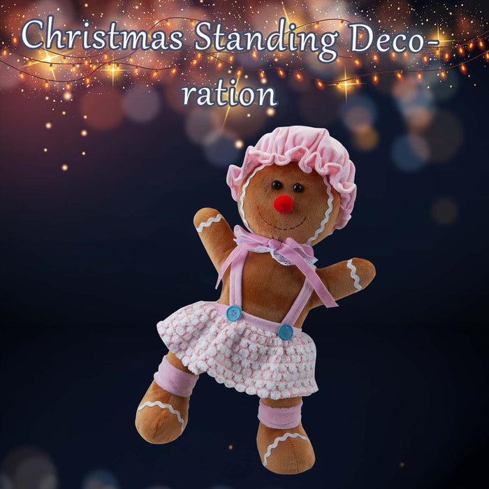 Christmas Standing Gingerbread Girl Decoration 43cm x 23cm Pink X 1