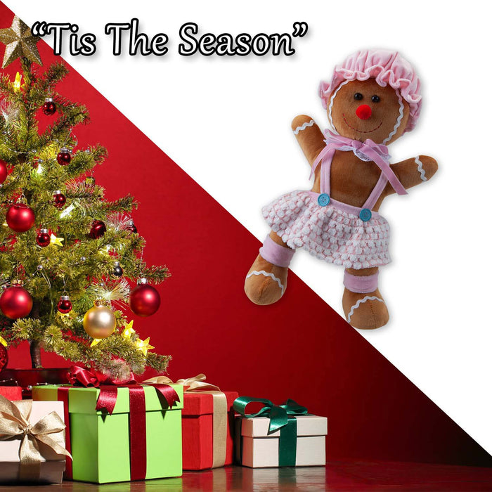 Christmas Standing Gingerbread Girl Decoration 43cm x 23cm Pink X 1