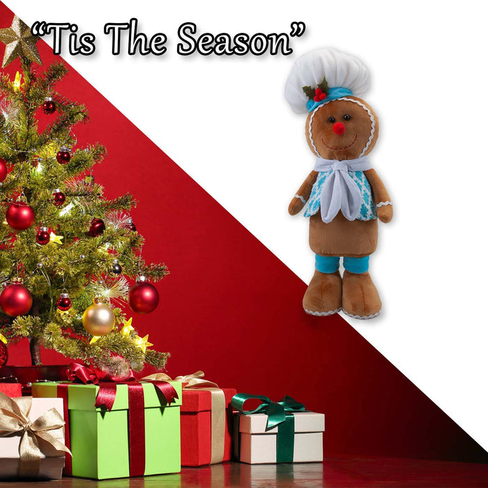 Christmas Standing Gingerbread Boy Decoration 50cm x 24cm Blue X 1