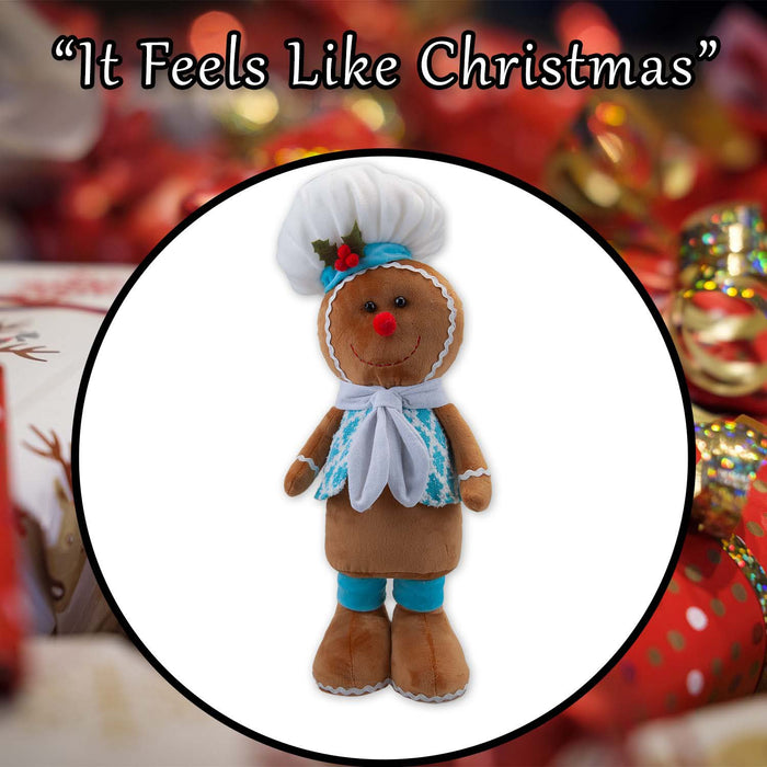 Christmas Standing Gingerbread Boy Decoration 50cm x 24cm Blue X 1