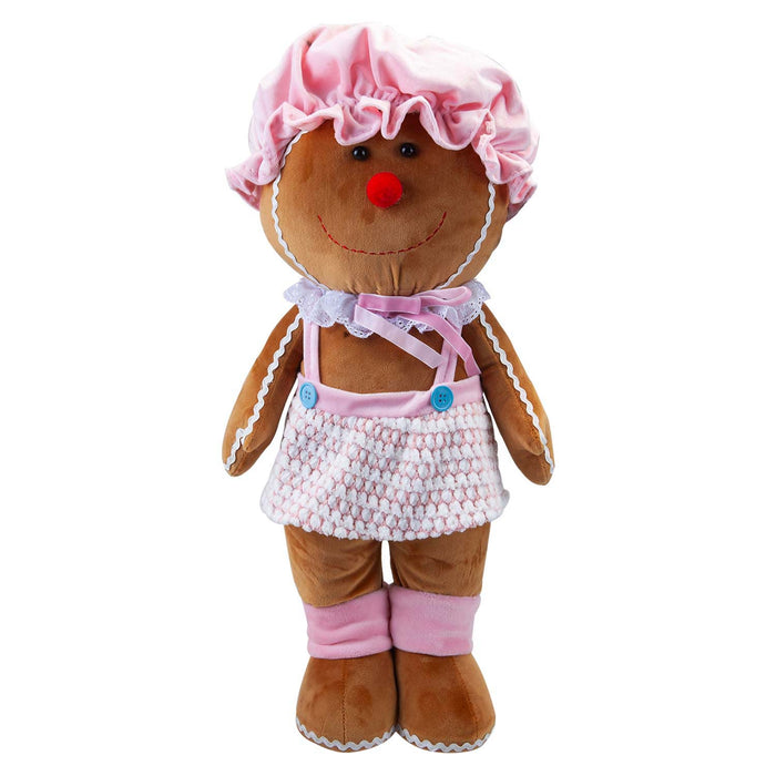 Christmas Standing Gingerbread Girl Decoration 50cm x 24cm Pink X 1