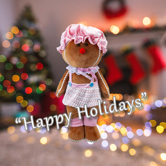 Christmas Standing Gingerbread Girl Decoration 50cm x 24cm Pink X 1